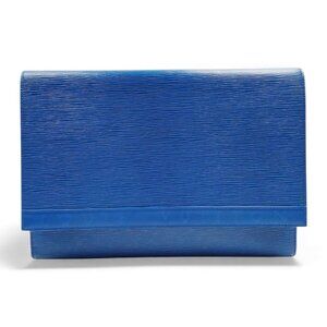 Louis Vuitton Compact Sarah Long Wallet in Blue Epi Leather